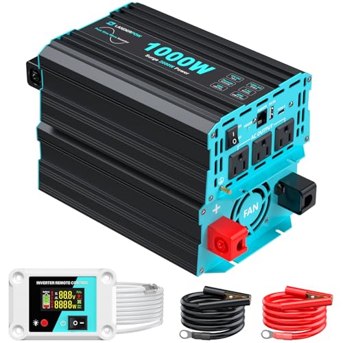Pure Sine Wave 3500W Power Inverter 12V DC to 120V AC for RV, Truck, Home, Off-Grid, Solar, Inverter with 3 AC Outlet, 30W USB-C, 5V 3.1A USB