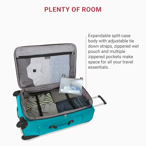 SwissGear Sion Softside Expandable Roller Luggage, Teal, 3 Piece Set (21/25/29)