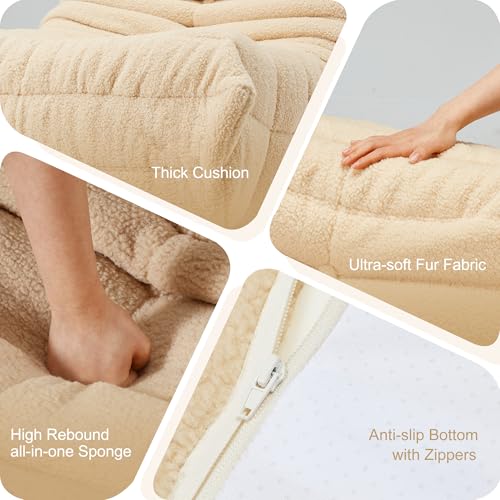 Bean Bag Chairs for Adults Giant Bean Bag Chair Memory Foam BeanBag Chair Big Bean Bag Sofa with Filler Faux Fur Fireside Beanbags Lazy Sofa for