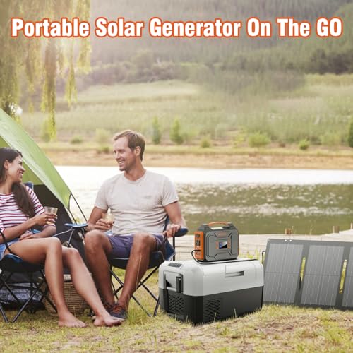Portable Solar Generator, 300W Portable Power Station with Foldable 60W Solar Panel