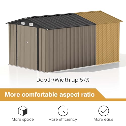 Patiowell 5x3 FT Outdoor Storage Shed, Tool Shed with Sloping Roof and Lockable Door, Metal Shed for Backyard Garden Patio Lawn, Brown