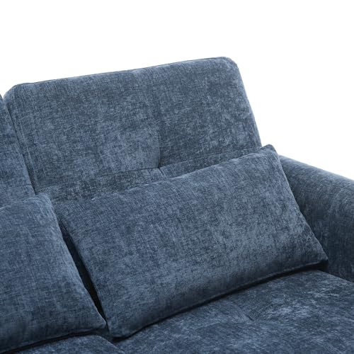 Ball & Cast Convertible Sofa Bed with Reversible Storage Chaise,Linen Sleeper Sofa Couch L Shaped Pull Out Couch Bed