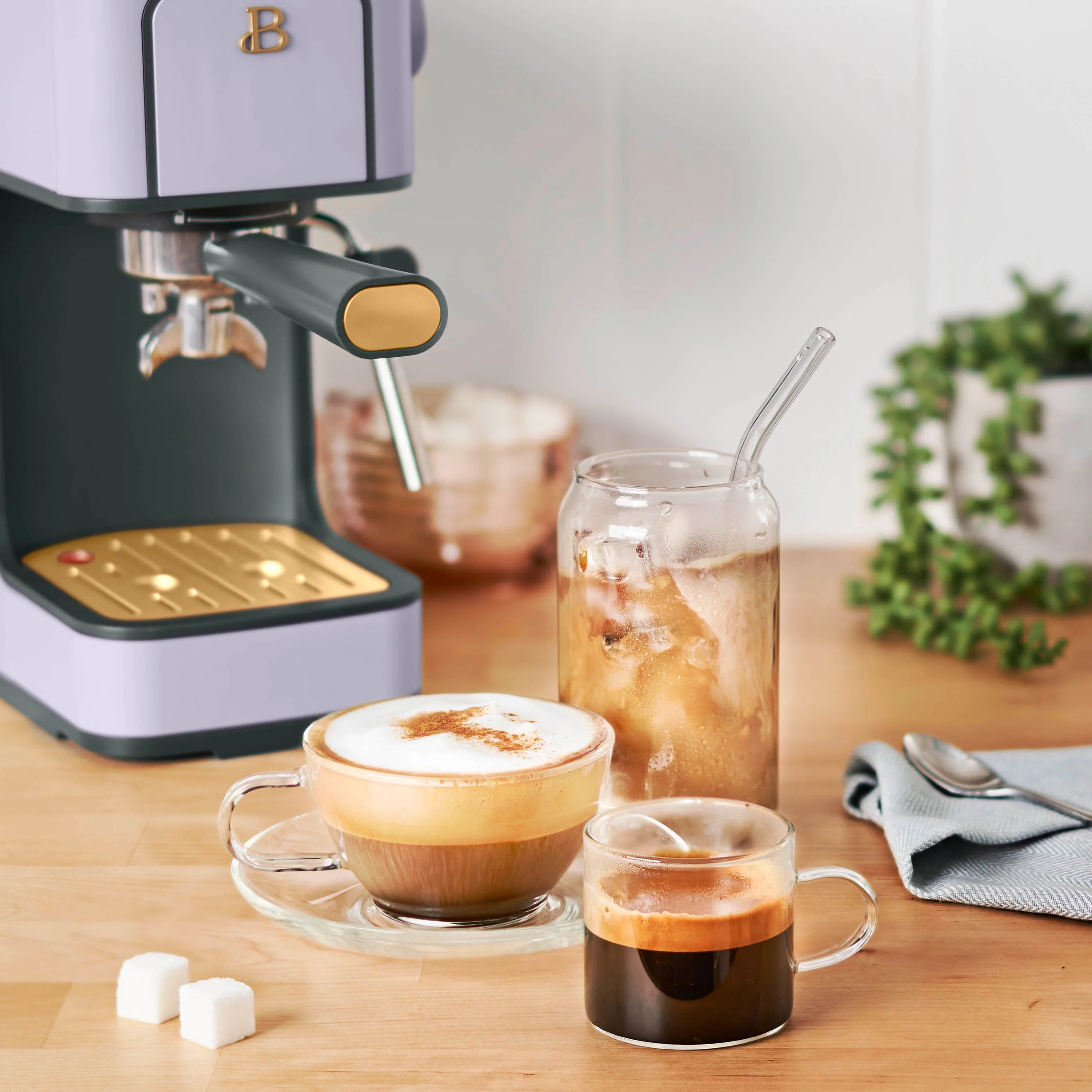 Beautiful Slim Espresso Maker with 20-Bar Pressure, White Icing by Drew Barrymore