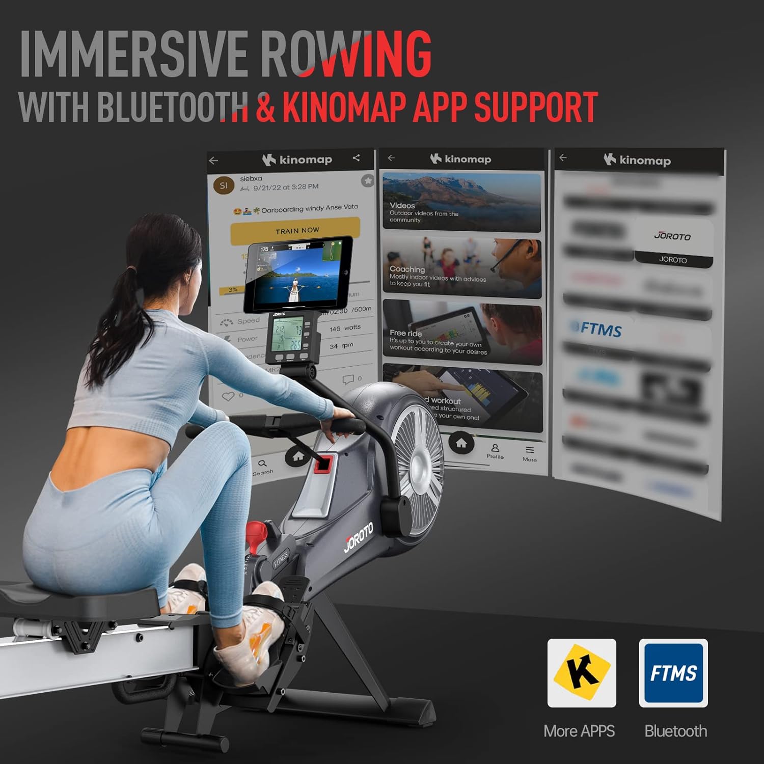 JOROTO Rowing Machine - Air & Magnetic Resistance Rowing Machines for Home Use