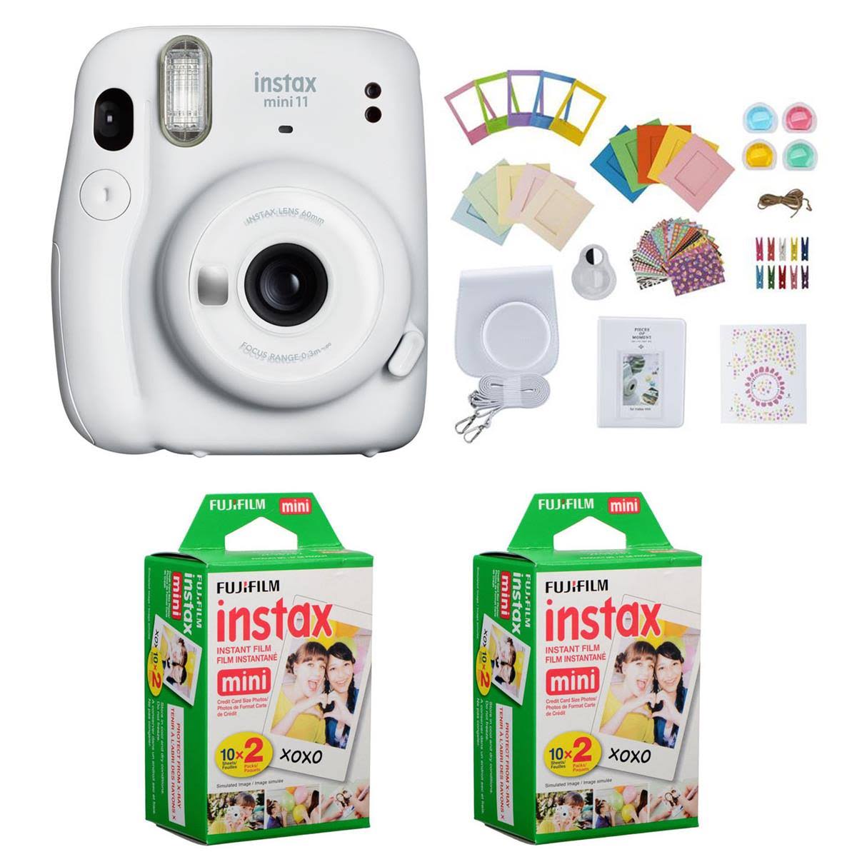 Fujifilm Instax Mini 11 Instant Film Camera, Ice White with Accessory Kit