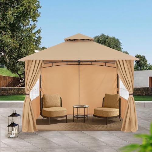 MASTERCANOPY Patio Gazebo Steel Frame Outdoor Gazebo with Windows Curtains (11x11,Dark Gray)