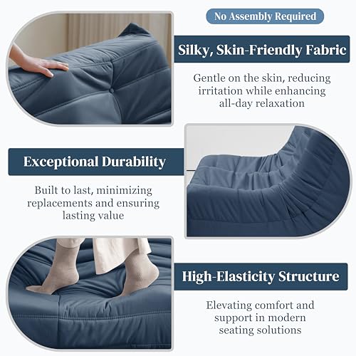 Bean Bag Chair for Adults - Suede & Microfiber Fireside Floor Chair, Comfortable Corner Lounge Sofa for Living Room, Bedroom, Office (3-Seater, Beige)