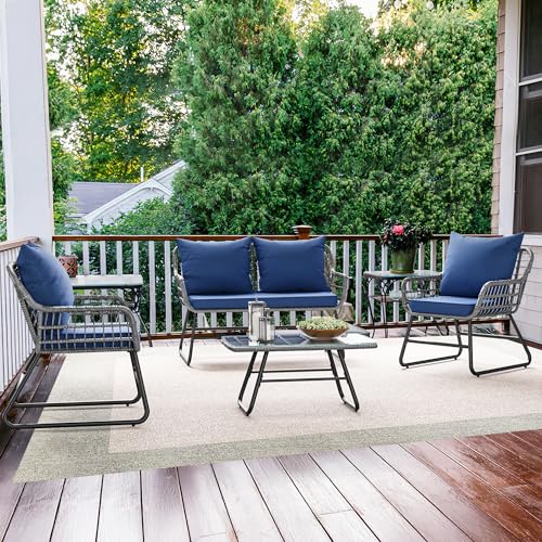 YITAHOME 4 Piece Patio Furniture Set, Wicker Outdoor Bistro Set
