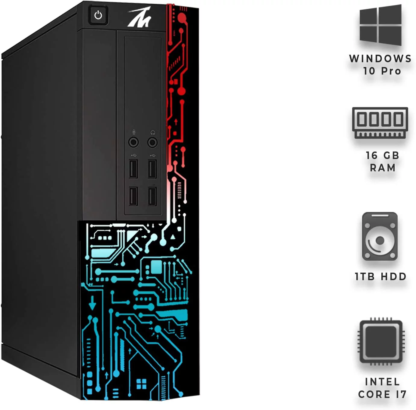 Restored Computer Desktop PC, Intel Core i7, TechMagnet Siwa 8, 16GB RAM, 1TB HDD, 27 Inch 165Hz Gaming Monitor, MTG Wireless Keyboard Mouse, WiFi