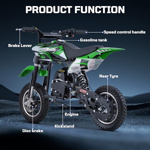 Kids 50cc Dirt Bike, 49cc Gas Dirt Bike for Kids 8-14, Gas Powered Mini Dirt Bikes, 2 Stroke Dirt Bikes, Max Load 165 Lbs