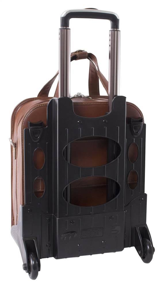 Siamod Vertical Detachable-Wheeled Laptop Briefcase in Cognac