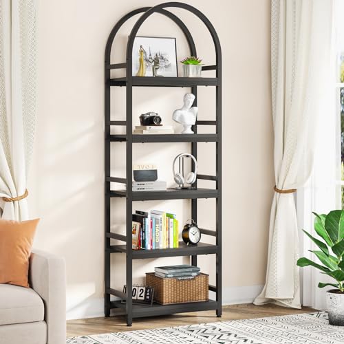 Tribesigns 4-Tier Open Bookshelf, 71" Modern Arched Bookcase Storage Shelves with Metal Frame