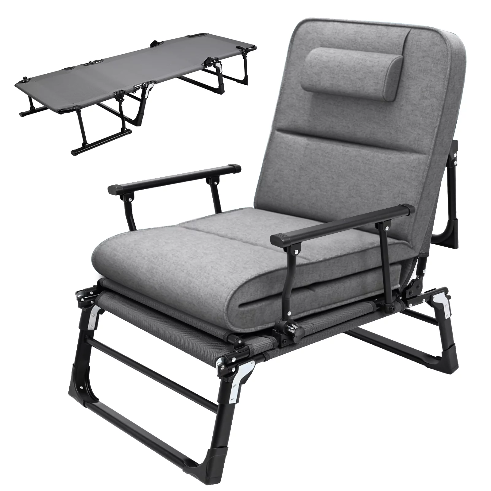 Slsy 3 in 1 Folding Sofa Bed, Portable Folding Bed with Mattress & Pillow, 6 Position Adjustable Convertible Chair, Rollaway Guest Bed Fold Out Bed