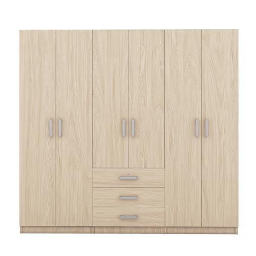 67.9" H Large 4 Doors Armoire Wardrobe Closet with Mirror, Freestanding Closet Wardrobe Clothes Cabinet Organizer with Locking Drawer