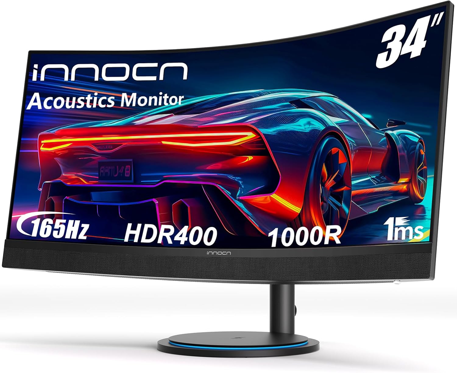 INNOCN 34" USB Type C Curved Ultrawide Gaming Monitor 3440 x 1440p 165Hz PC Computer Monitor Gamer, HDMI, DP, Built-in 2.1 Stereo Speakers