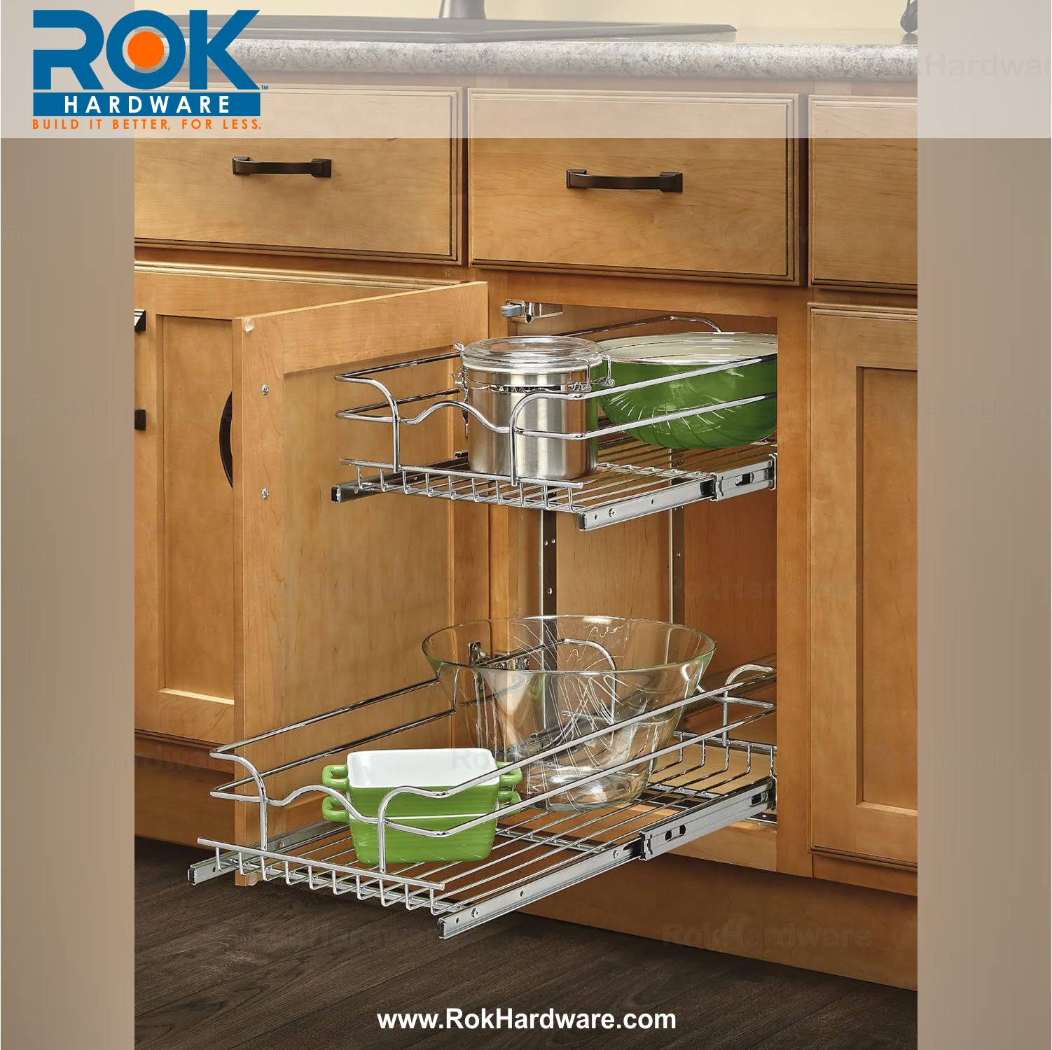 Rev-A-Shelf 9-Inch Pullout 2 Tier Wire Basket Cookware Cabinet Organizer