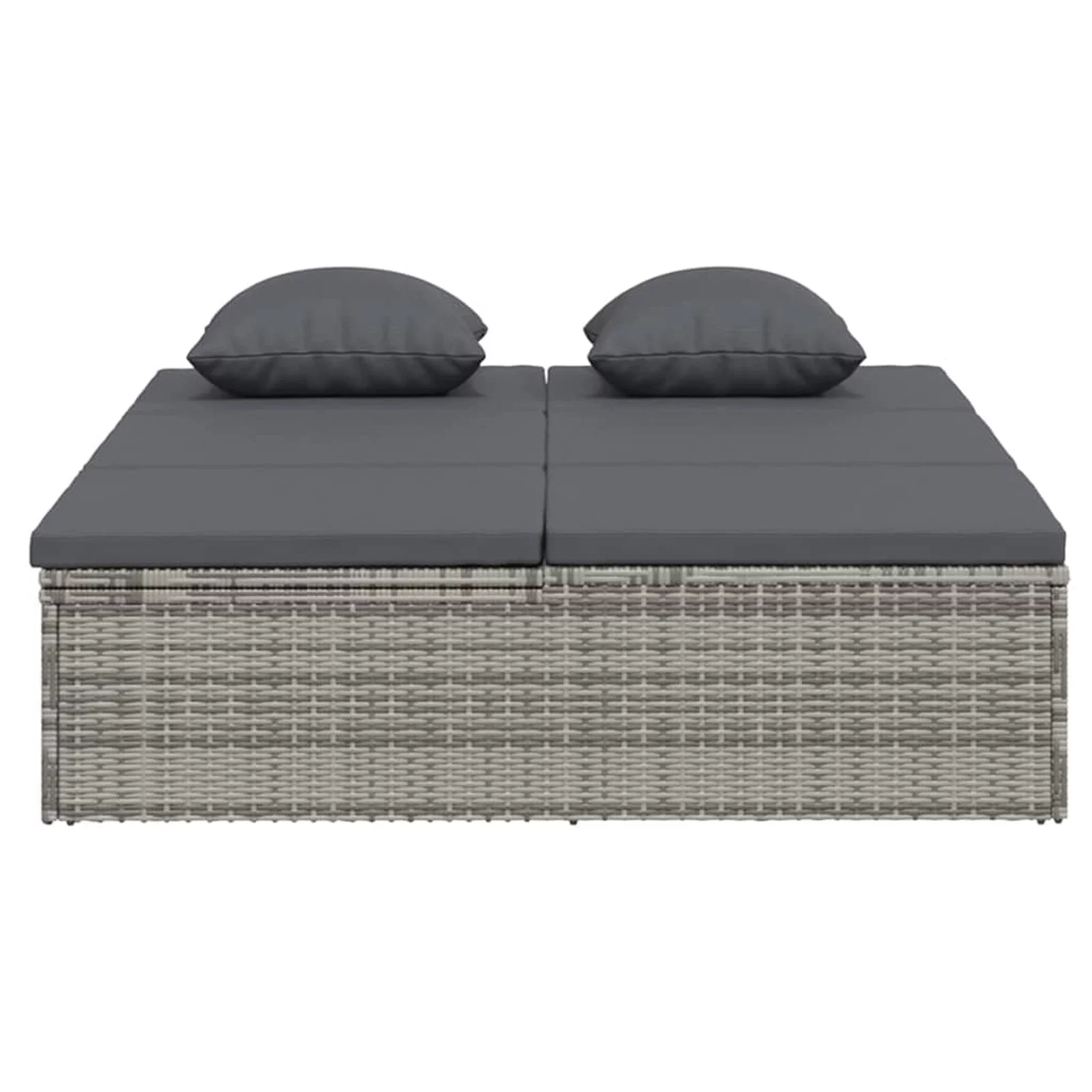 Htovila Convertible Sun Bed with Cushions Poly Rattan Dark Gray