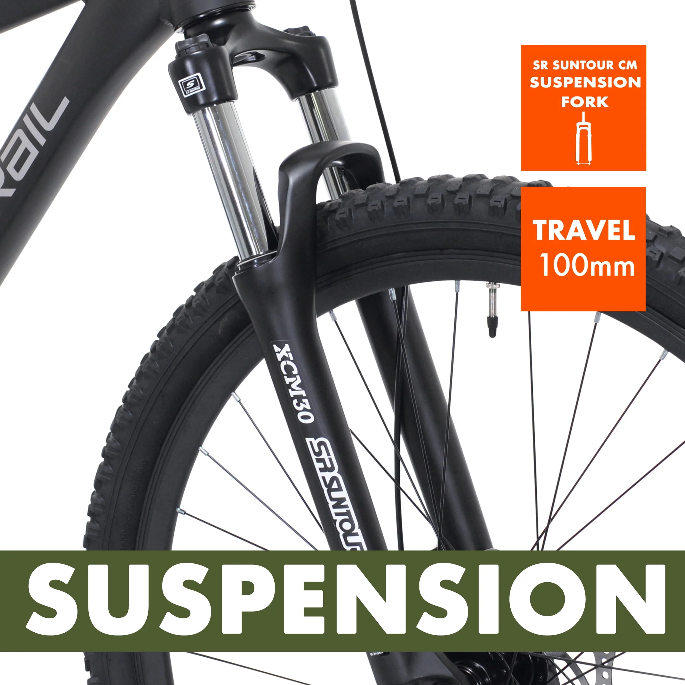 Ozark Trail 27.5 Vibe Mountain Bike, Medium Frame, Black, Adult, Unisex