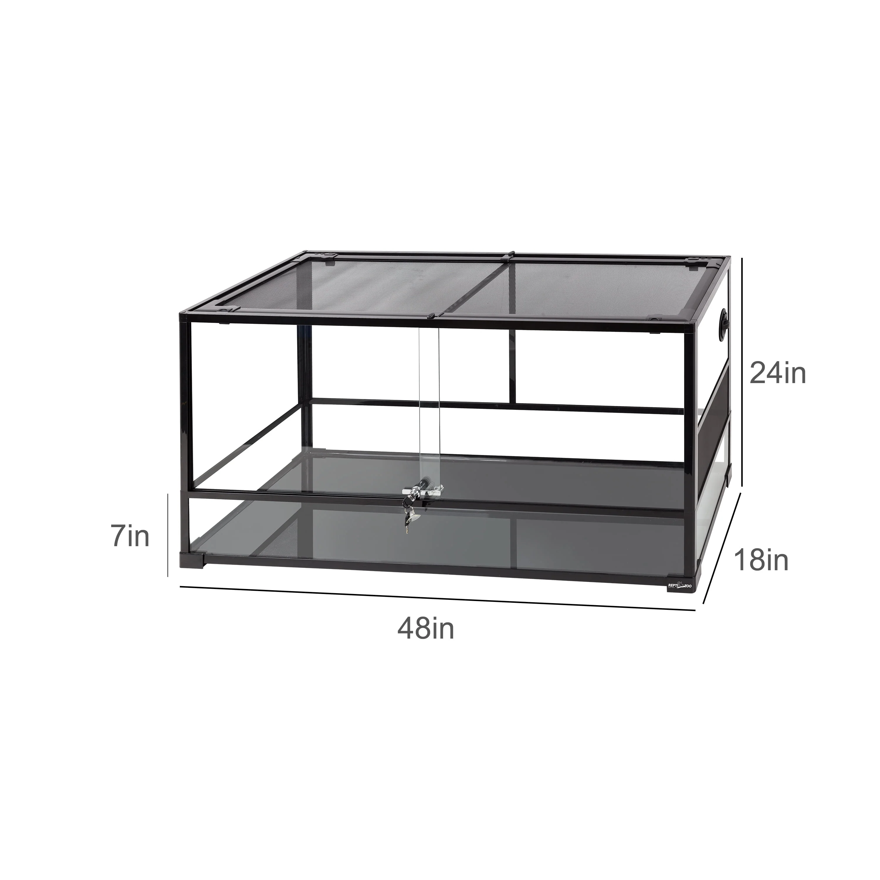 REPTI ZOO 90Gallon Reptile Large Terrarium Upgrade Glass Front Opening Tank Sliding Door with Screen Ventilation Reptile Terrarium About 48 x 18 x