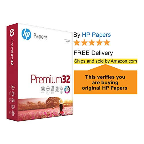 HP Printer Paper Premium 32lb, 8.5x11, 100 Bright, 6 Ream Case, 3000 Sheets