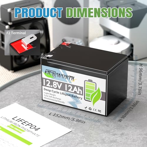 12V 100Ah LiFePO4 Battery, Rechargeabel Deep Cycle Lithium Batteries, 100A BMS with Low-Temp Protection, Perfect for RV, Solar, Boat, Marine