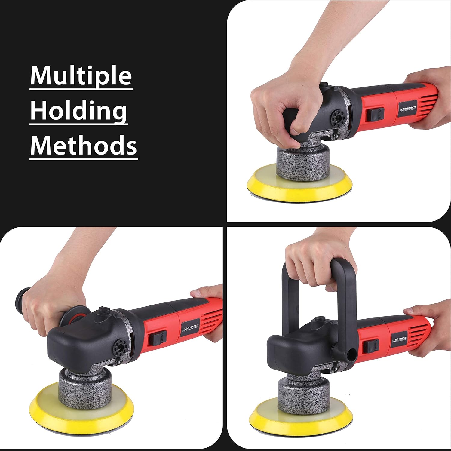 MANUSAGE 6-Inch Dual Action Car Polisher,7Amp Random Orbital Polisher,Variable Speed Buffer Polisher with Two Detachable Handles