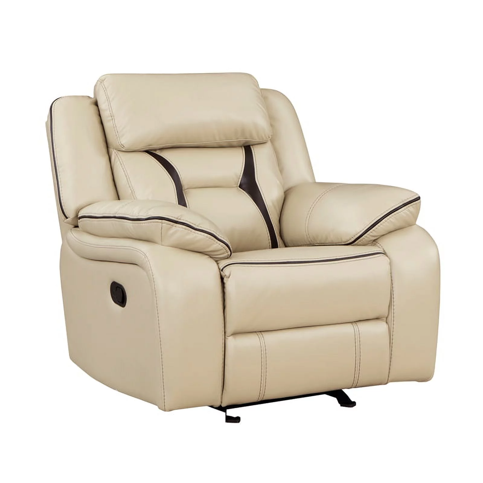 Lexicon Amite Faux Leather Upholstered Glider Reclining Chair in Beige