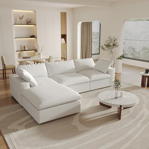 160.6" Cloud Couch Modular Sectional Sofa for Livingroom,Oversized Convertible Sofa with Storage Ottomans,6 Seat Wide Couches