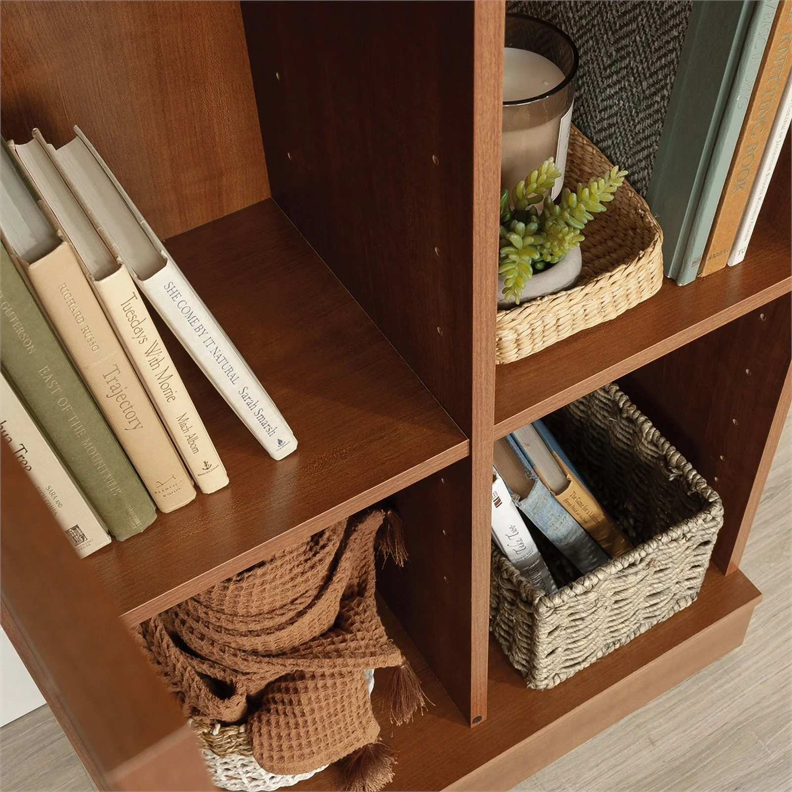 Pemberly Row Engineered Wood Storage Cabinet in Sienna Oak Finish