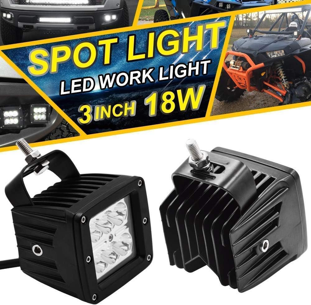 WeiSen LED Light Bar Mount Windshield Kit 50 288W Curved Front Pillar Side 2x 18W 3 Cube Lights Brackets w/ 2x Wiring Kit Full Size Pro-Fit Cage