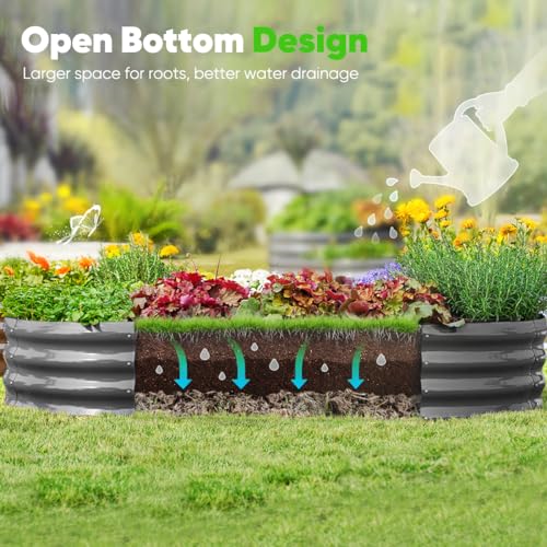 Quictent Galvanized Raised Garden Bed Kit with Self Watering System and Mesh Cover