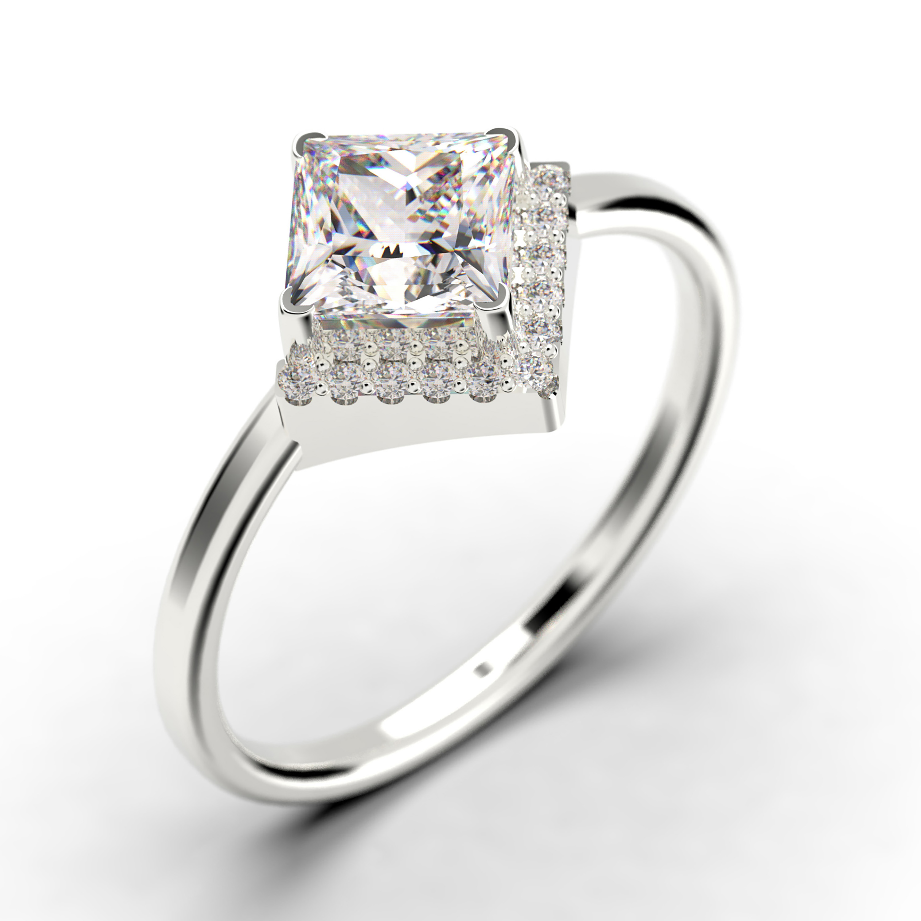 Boho & hippie 1.50 Carat Princess Cut Diamond Moissanite Dainty Engagement Ring