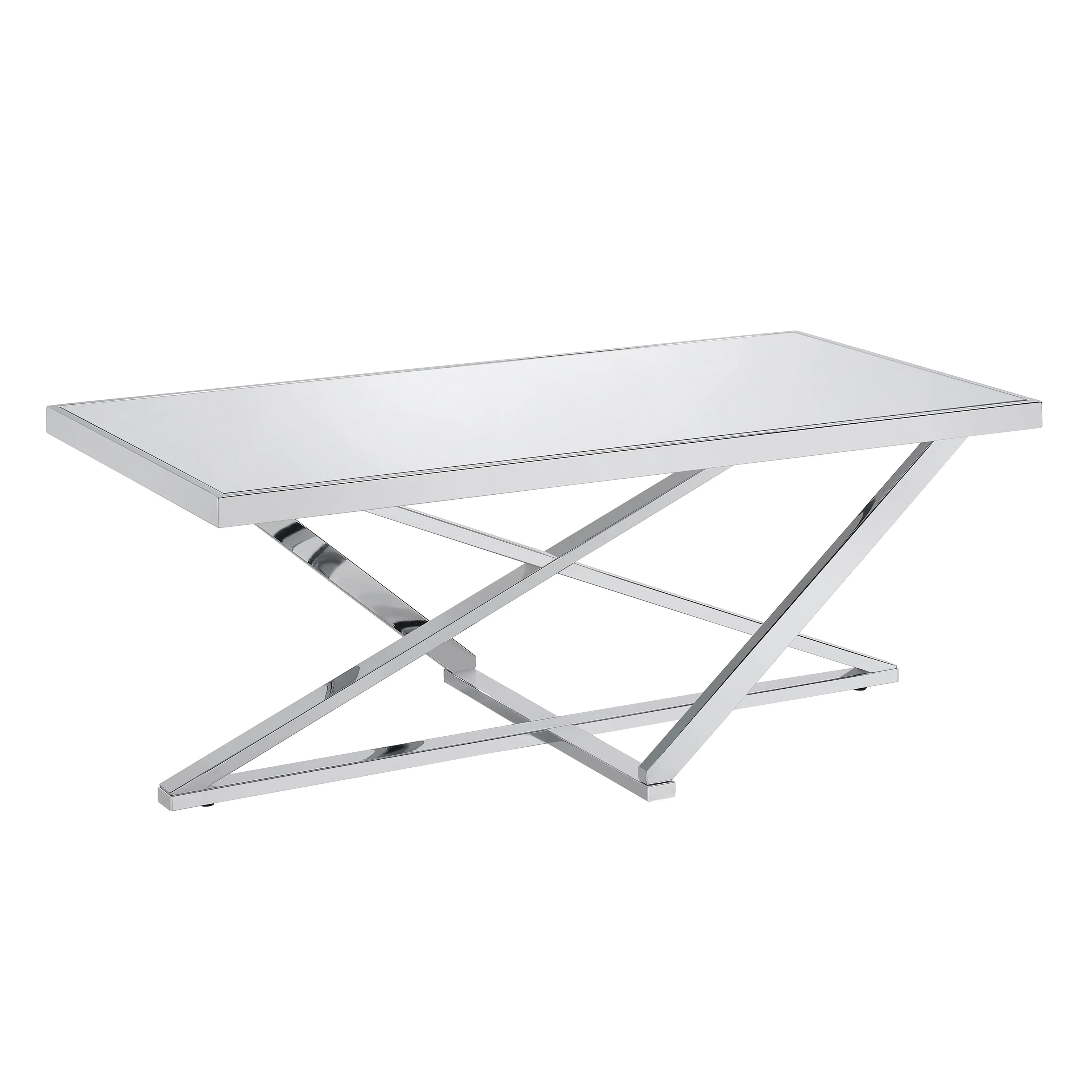 Furniture of America Marchat Glam Chrome 47-inch Mirror Top Coffee Table by