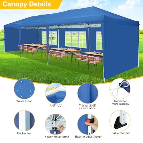 COBIZI Canopy 10x20 Pop Up Canopy Tent with 6 Sidewalls Party Tents for Parties Weddings Backyard Waterproof Canopy Outdoor Commercial Canopy Event