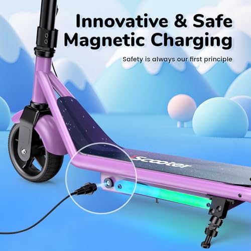 iScooter IK3/IK3Pro Electric Scooter for Kids Ages 6-12, 150W Motor, LED Display, 3 speeds Adjustable,3 Adjustable Heights(IK3Pro),Colorful Lights