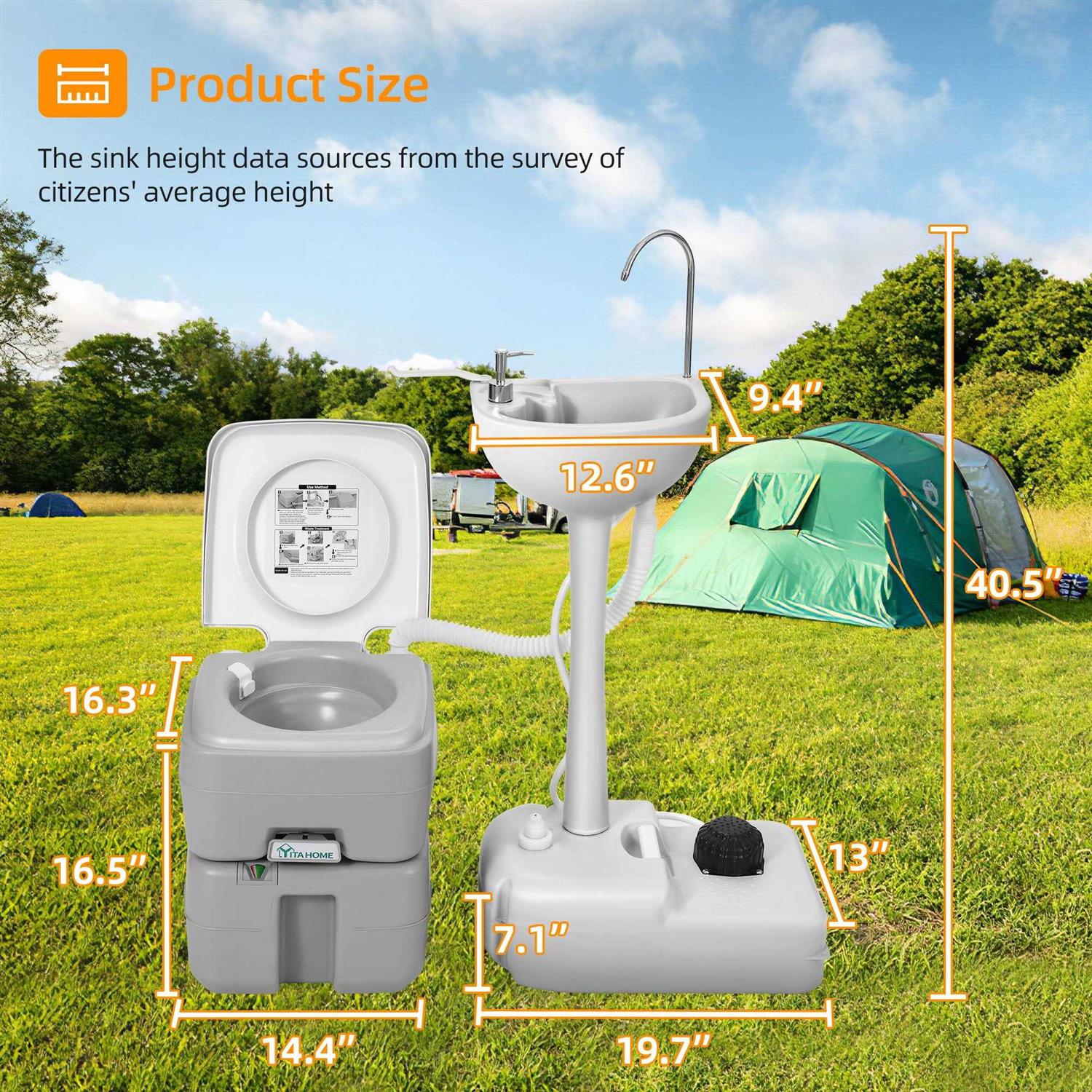 Dwvo 17L Portable Sink and Portable Toilet Hand - Sports Supplies Online Store