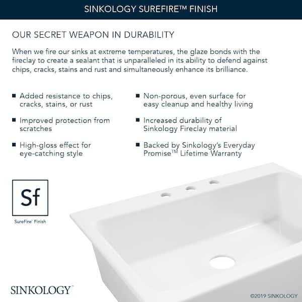 Sinkology Josephine 34 Quick-Fit Drop-In Farmhouse Single Bowl Fireclay Kitchen Sink - Shop Hardware Tools Online Store