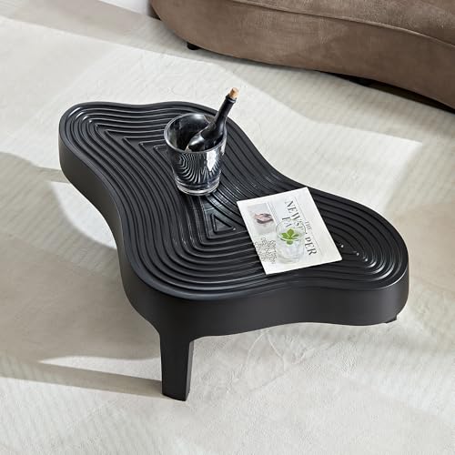 JUSTONE 15.75 ''Round Coffee Table, Accent End Table for Living Room Office Apartment, Modern Minimalist Side Table with Faux Marble Pattern