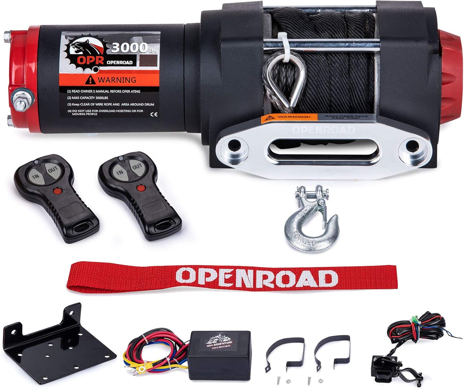 OPENROAD Electric 12V 3500lb Winch, Steel Cable Winch Kits for UTV ATV with Both Wireless Handheld Remote and Corded Control Recovery Winch