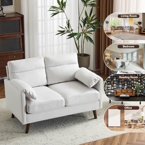 Karl home Mini Loveseat Sofa Couch, 48.8" Small Loveseat with Suede Nap Upholstery for Living Room, Comfy Seating Love Seat for Small Space