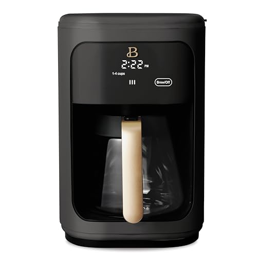 Beautiful Coffee Maker, 14-Cup, Touch Display, Programmable, 1200W, Stainless Steel, Keep Warm, 24h Timer dishwasher-safe (Black Sesame)