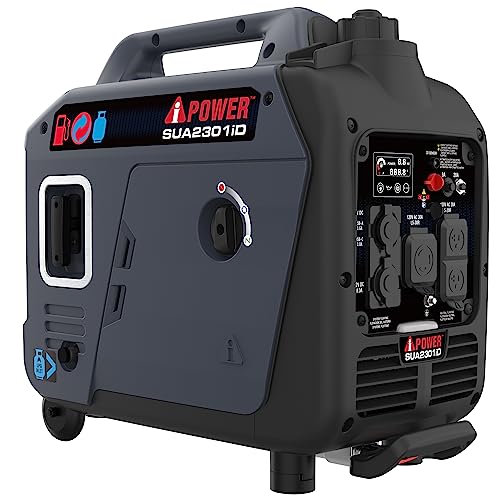 A-iPower 7600W Dual Fuel Quiet Portable Inverter Generator, Electric Start RV Ready, EPA & CARB Compliant CO Sensor