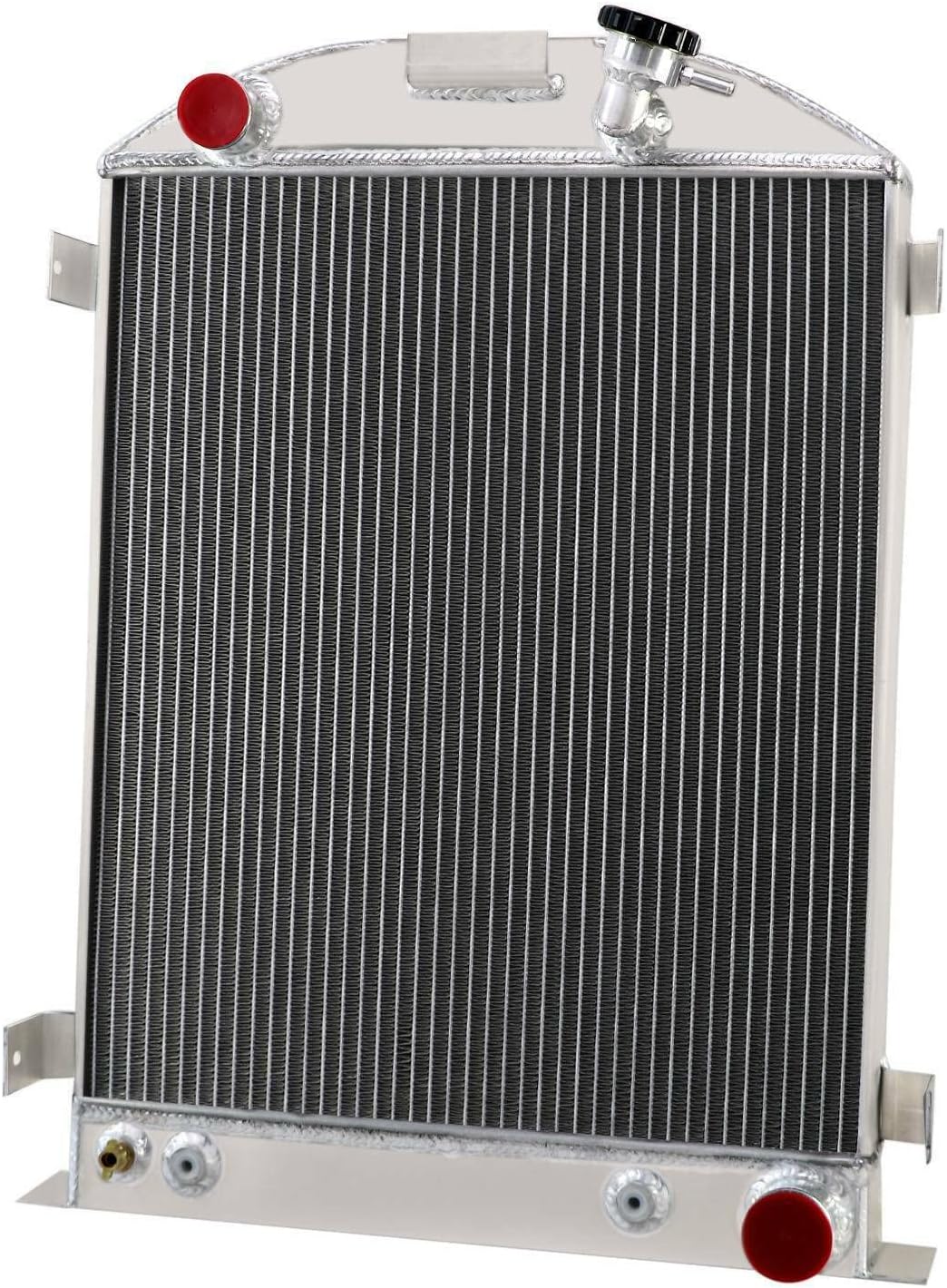 COOLINGBEST 3 Row Aluminum Radiator for 1930-1931 Ford Model A With GM Chevy V8 Engine, Radiators Electric Fan Shroud Thermostat Kit Combo