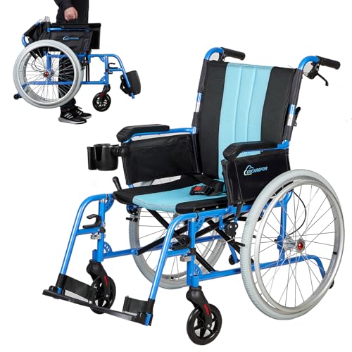 13lbs Lightweight Wheelchair, Self-propelled Wheelchair with 20" Wide Seat