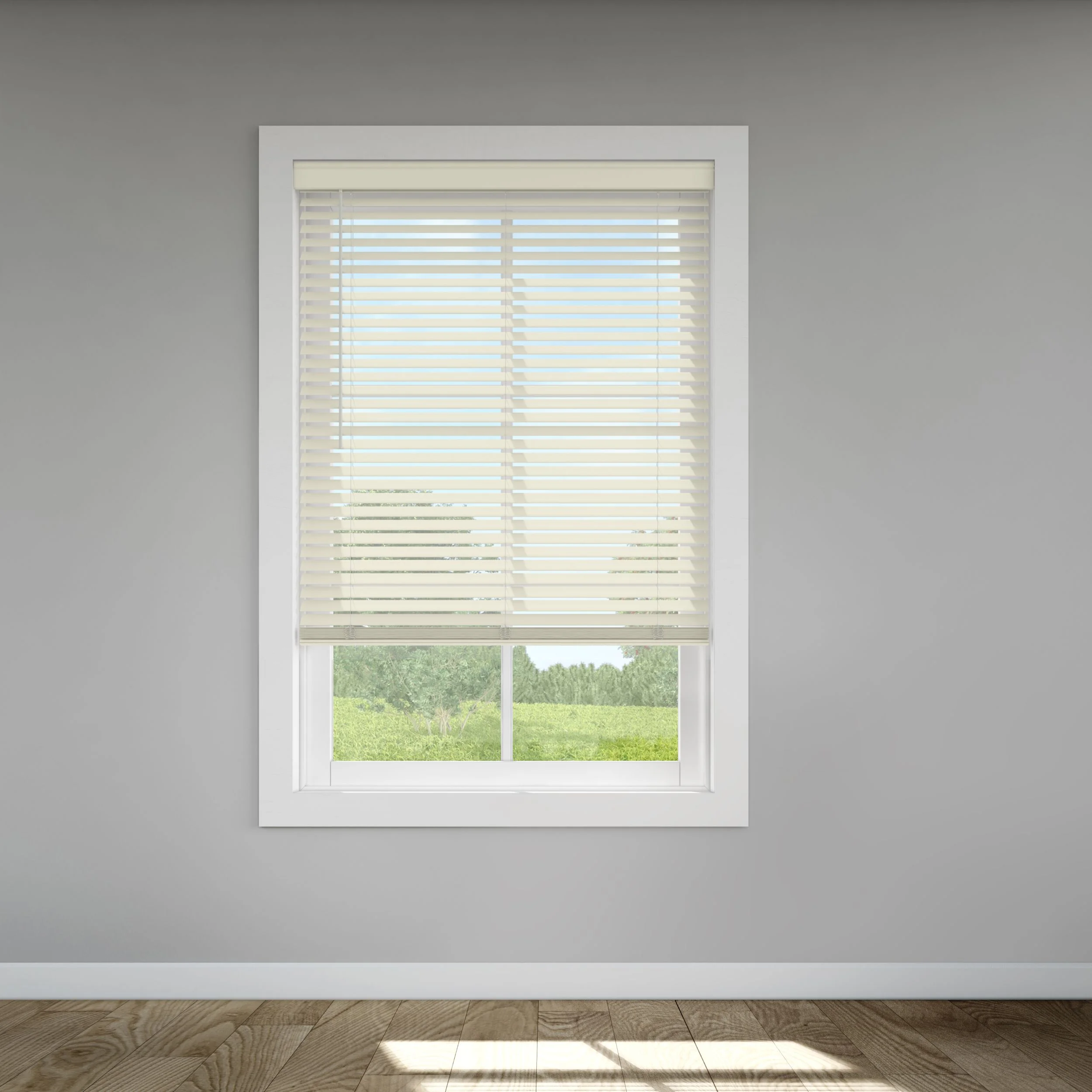 LEVOLOR Custom Classic Value 2" Cordless Faux Wood Blinds, Warm White, 52 3/4" Width x 48" Length - Curated Treasures Market