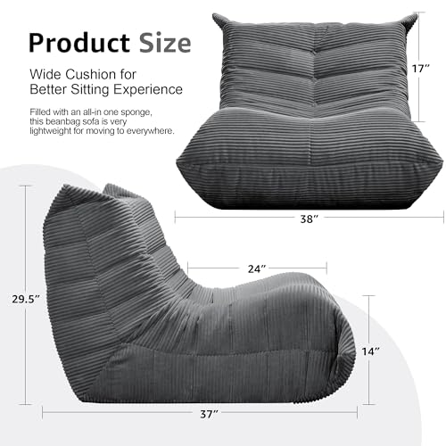 Bean Bag Chairs for Adults Giant Bean Bag Chair Memory Foam BeanBag Chair Big Bean Bag Sofa with Filler Faux Fur Fireside Beanbags Lazy Sofa for