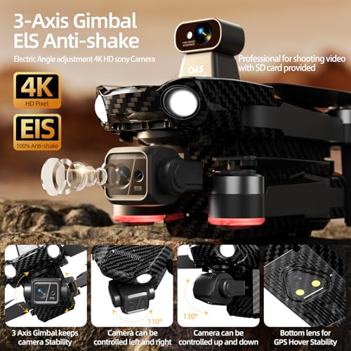 Upgraded Professional Drones with Camera for Adults 4K HD 3 Axis Gimbal EIS, 360&deg; Obstacle Avoidance, Payload Release