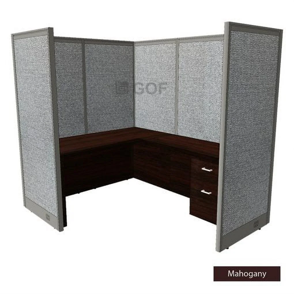 GOF 1 Person Workstation Cubicle(5'D x 6.5'W x 6'H) / Office Partition, Room Divider (72" H Cubicle with Desk, Espresso)