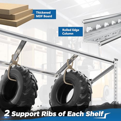 REIBII 48" W Garage Shelving Heavy Duty 3020LBS Storage Shelves 5 Tier Heavy Duty Shelving Adjustable Garage Shelves for Basement, Warehouse