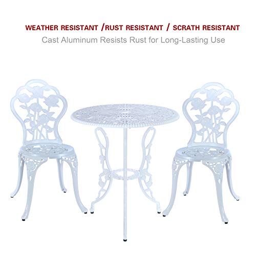 C/G 3 Piece Bistro Set,Outdoor Patio Set,Anti-Rust Cast Aluminum Bistro Table Set for Park Yard Front Porch Furniture(Antique Copper)